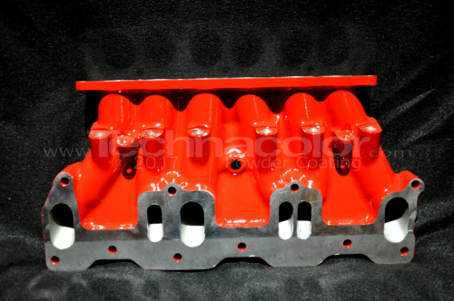 Mazda 3 rotor intake coated in mirror red with satin lettering